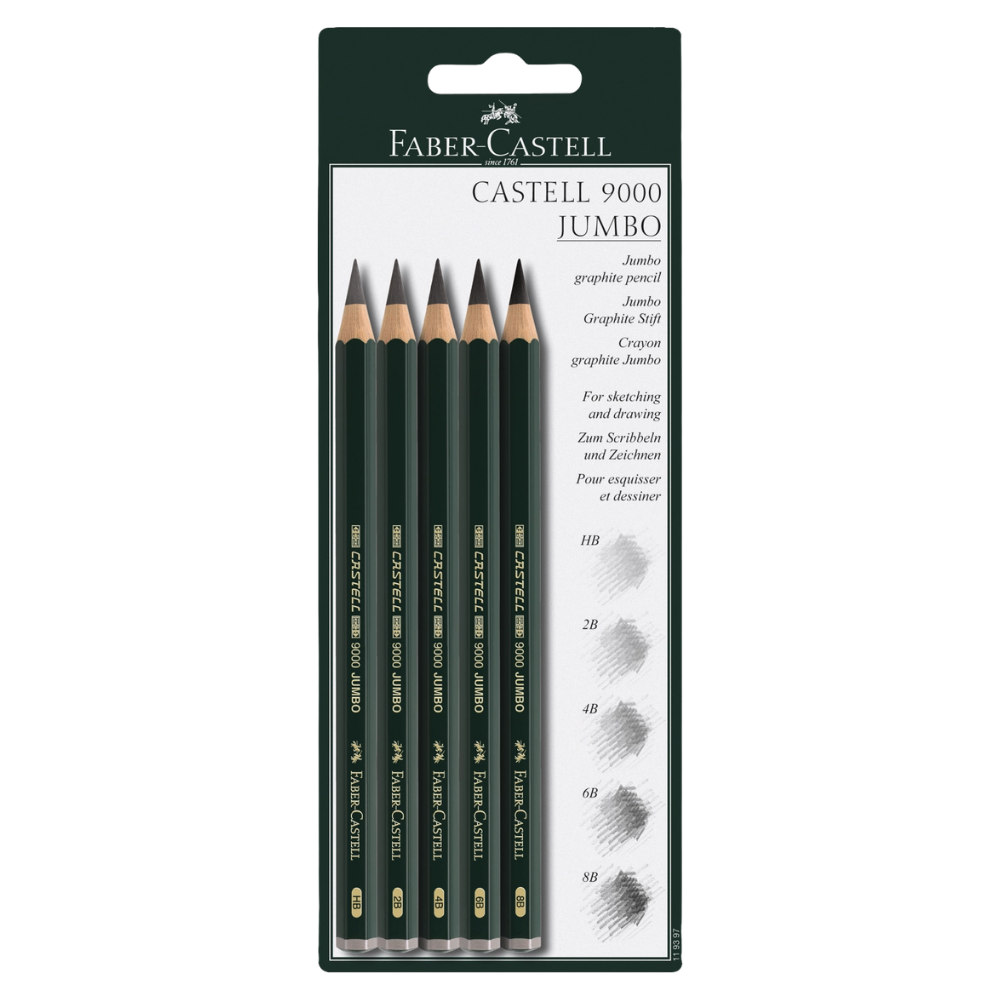 Faber-Castell 9000 Jumbo Graphite Pencil Set – 5 Count