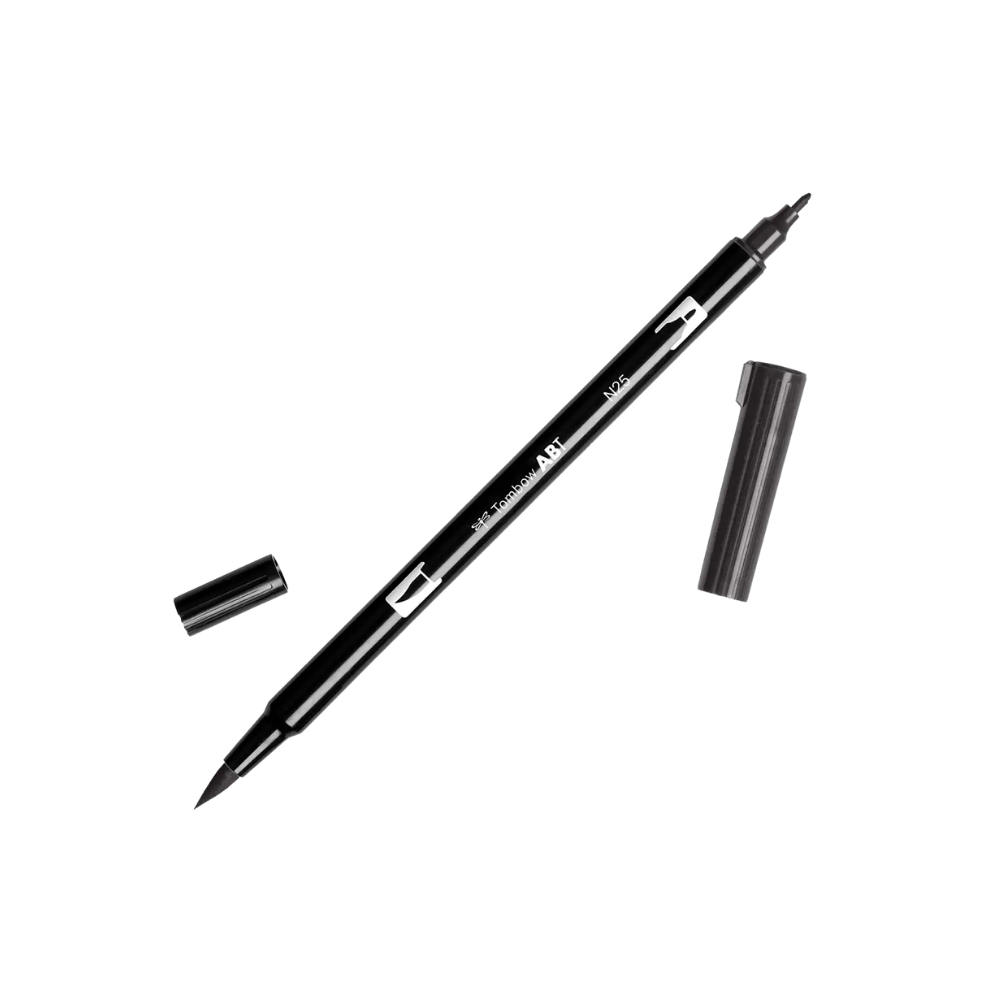 Dual Brush Pen Art Markers - N25 Lamp Black