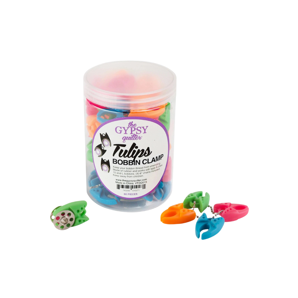 The Gypsy Quilter Tulip Bobbin Clamps – 60 Piece Jar