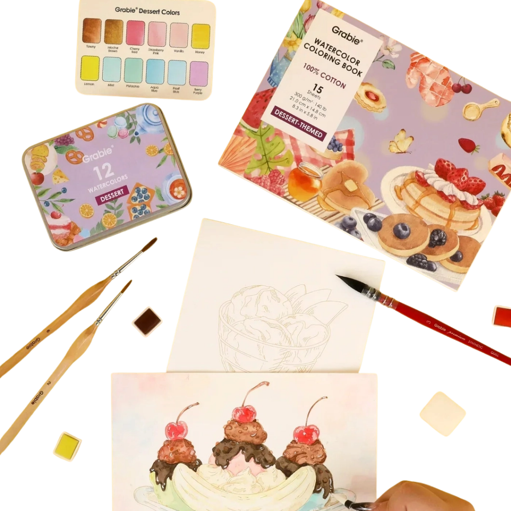 Dessert-Themed Watercolor Coloring Club Box