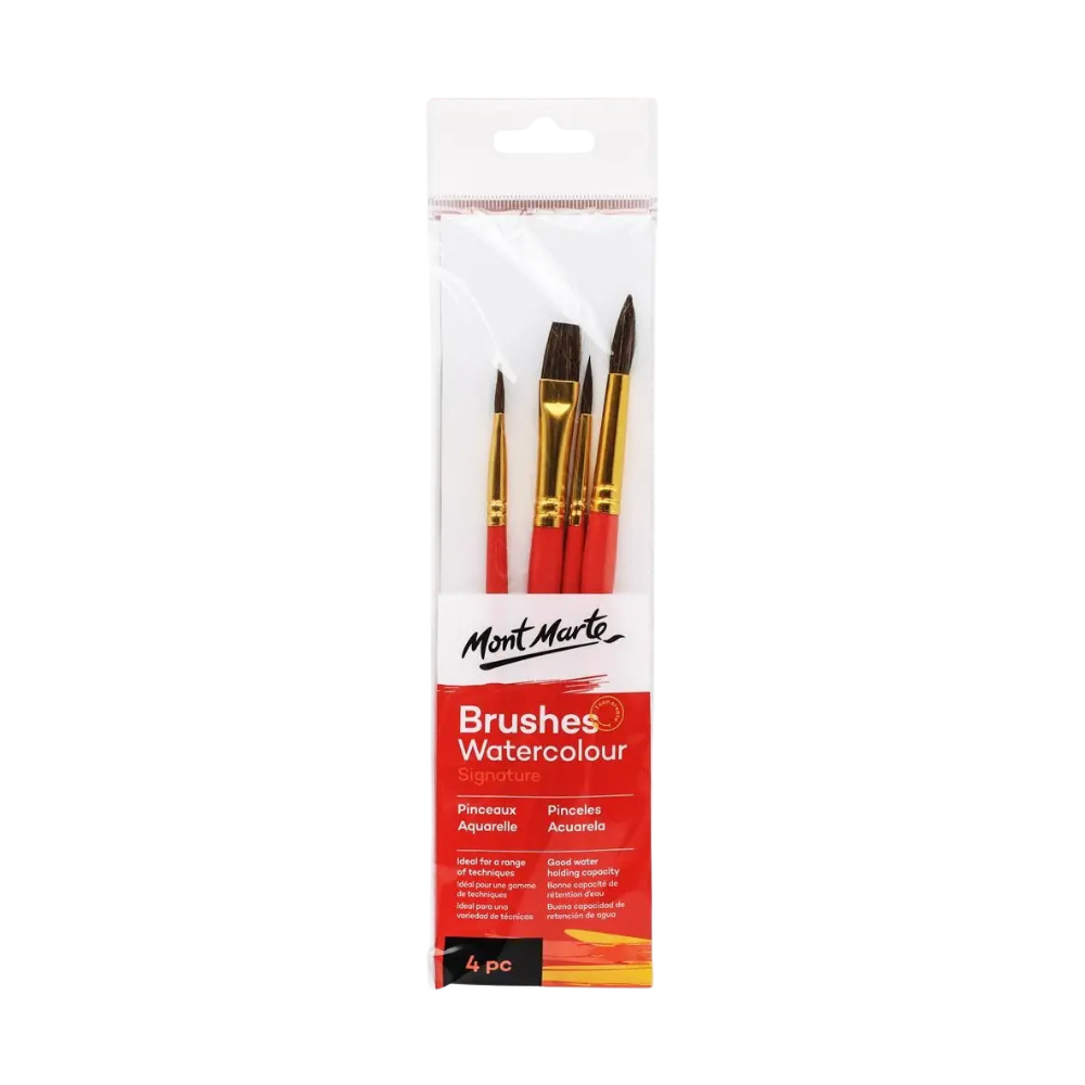 Watercolor Brushes β Flat & Round Brushes β 4 Piece