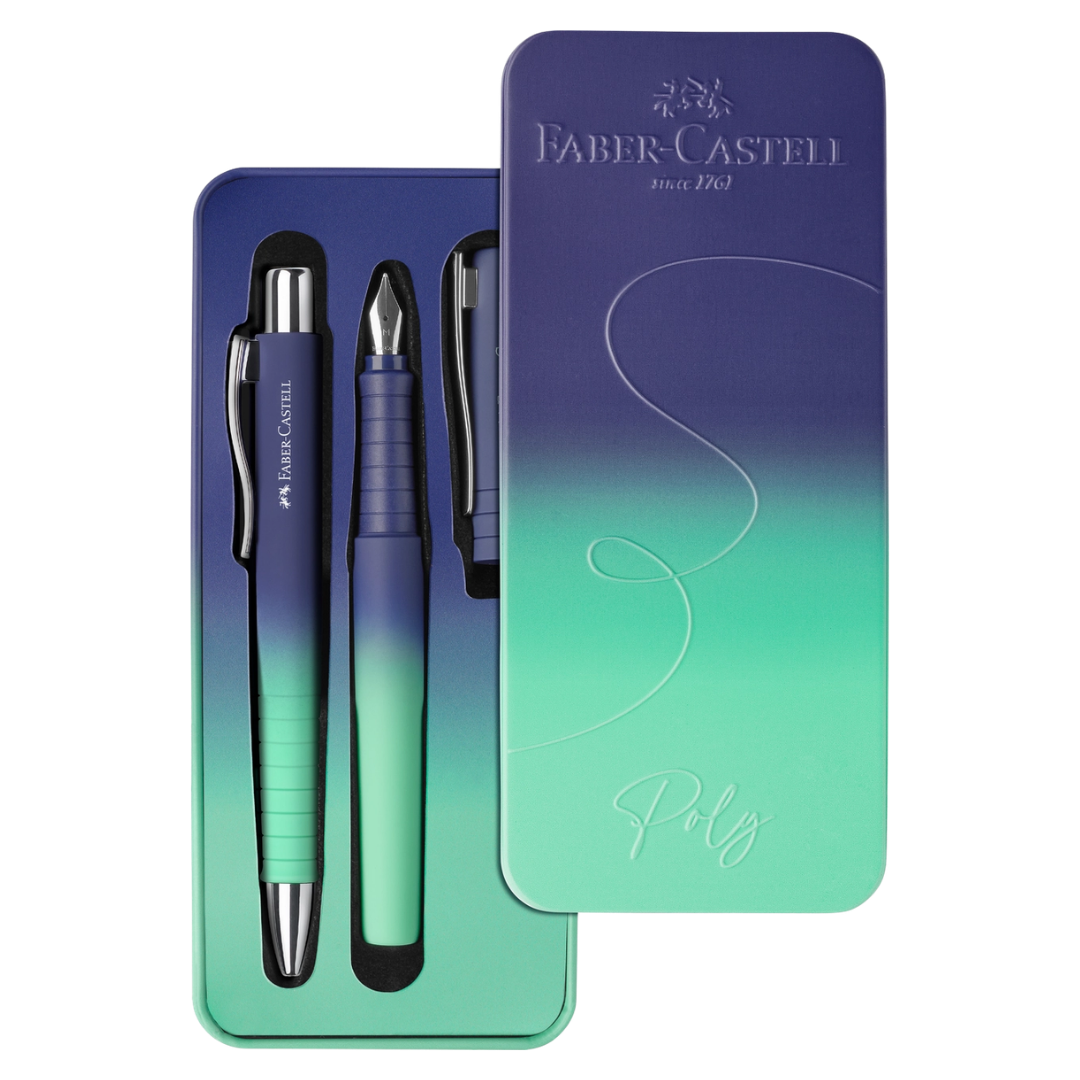 Poly Ball Flow Gift Tin Fountain Pen & Ballpoint Set