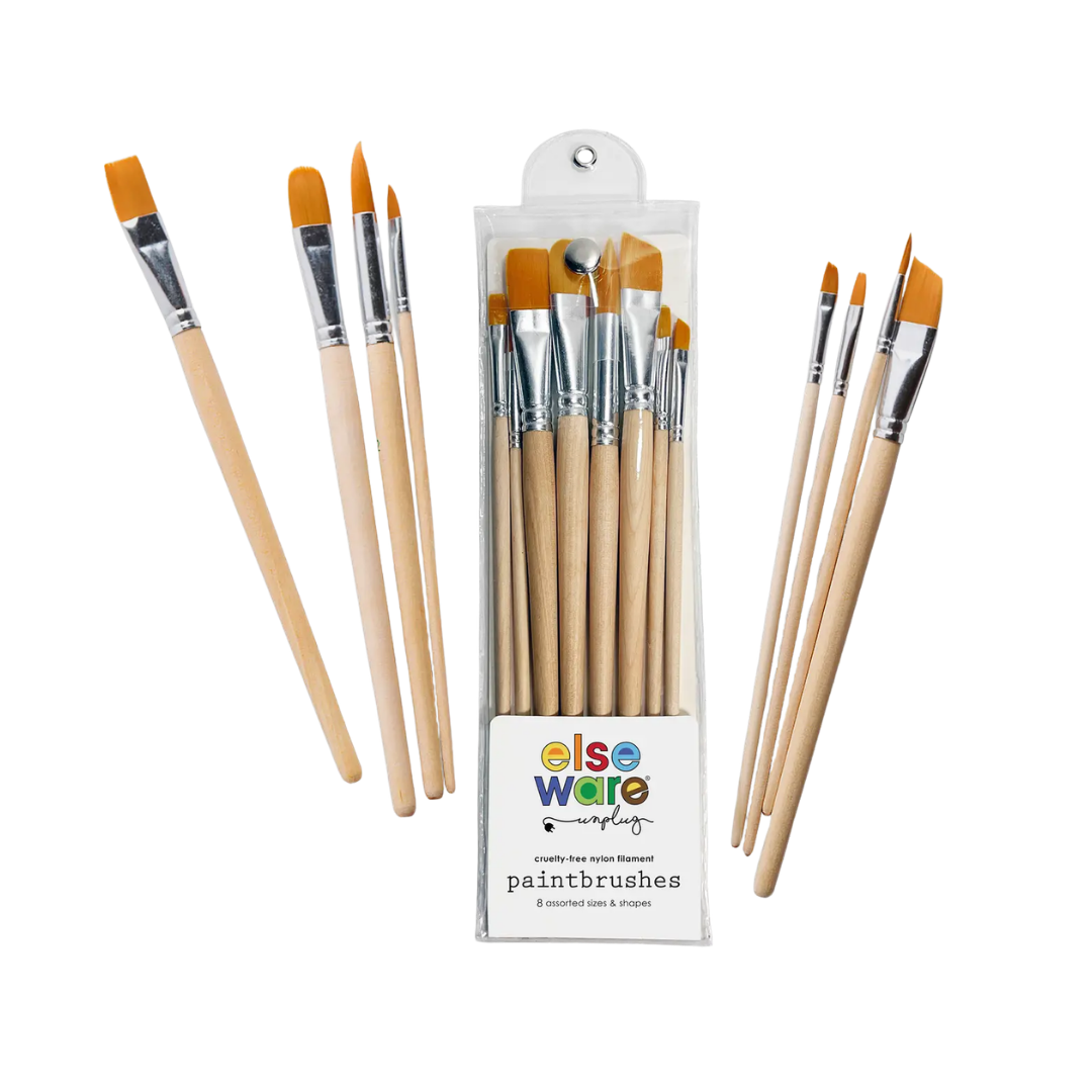 Paintbrush Set – 8 Assorted Brushes with Button Closure Case