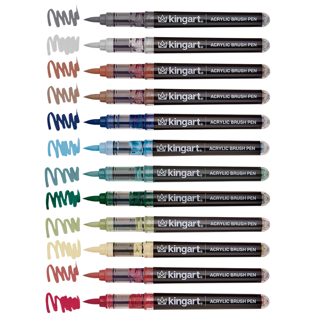 Pro Acrylic Paint Brush Pens – 12 Earth Tone Colors