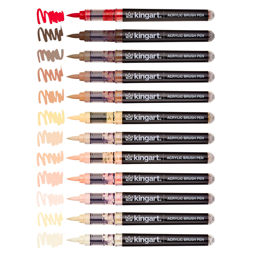 Pro Acrylic Paint Brush Pens – 12 Portrait Colors