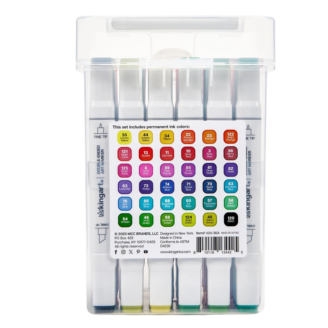 Pro Double-Ended Alcohol Markers – 36 Bright Colors
