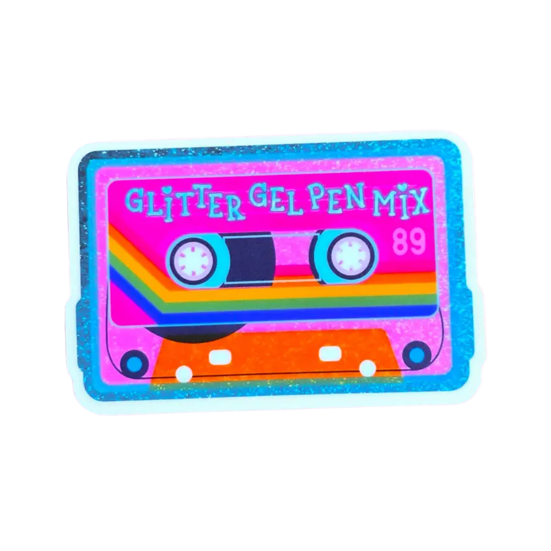 Glitter Gel Pen Songs Mix Cassette Tape Sticker