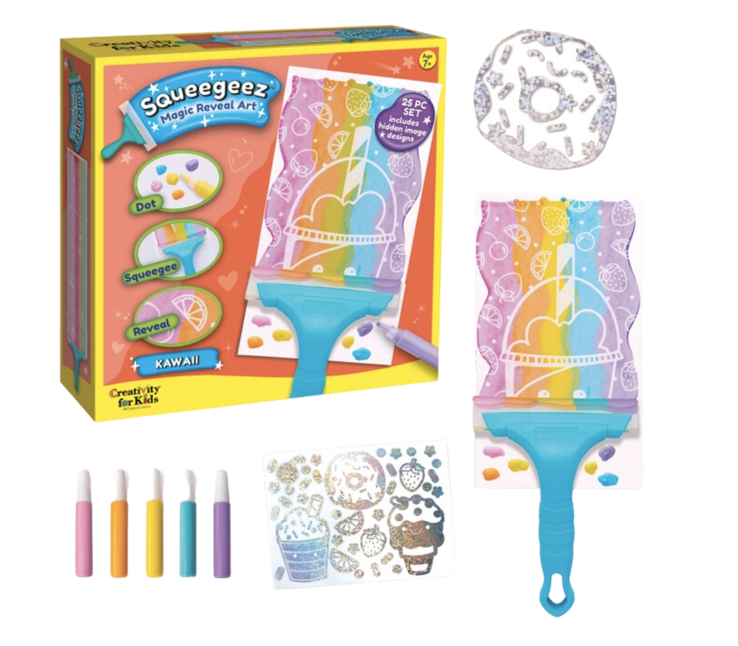 Squeegeez Magic Reveal Art Kawaii Paint Set for Kids