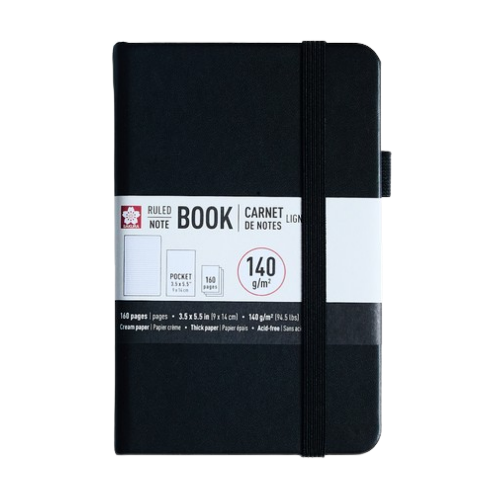 Sakura Ruled Pocket Notebook – Black