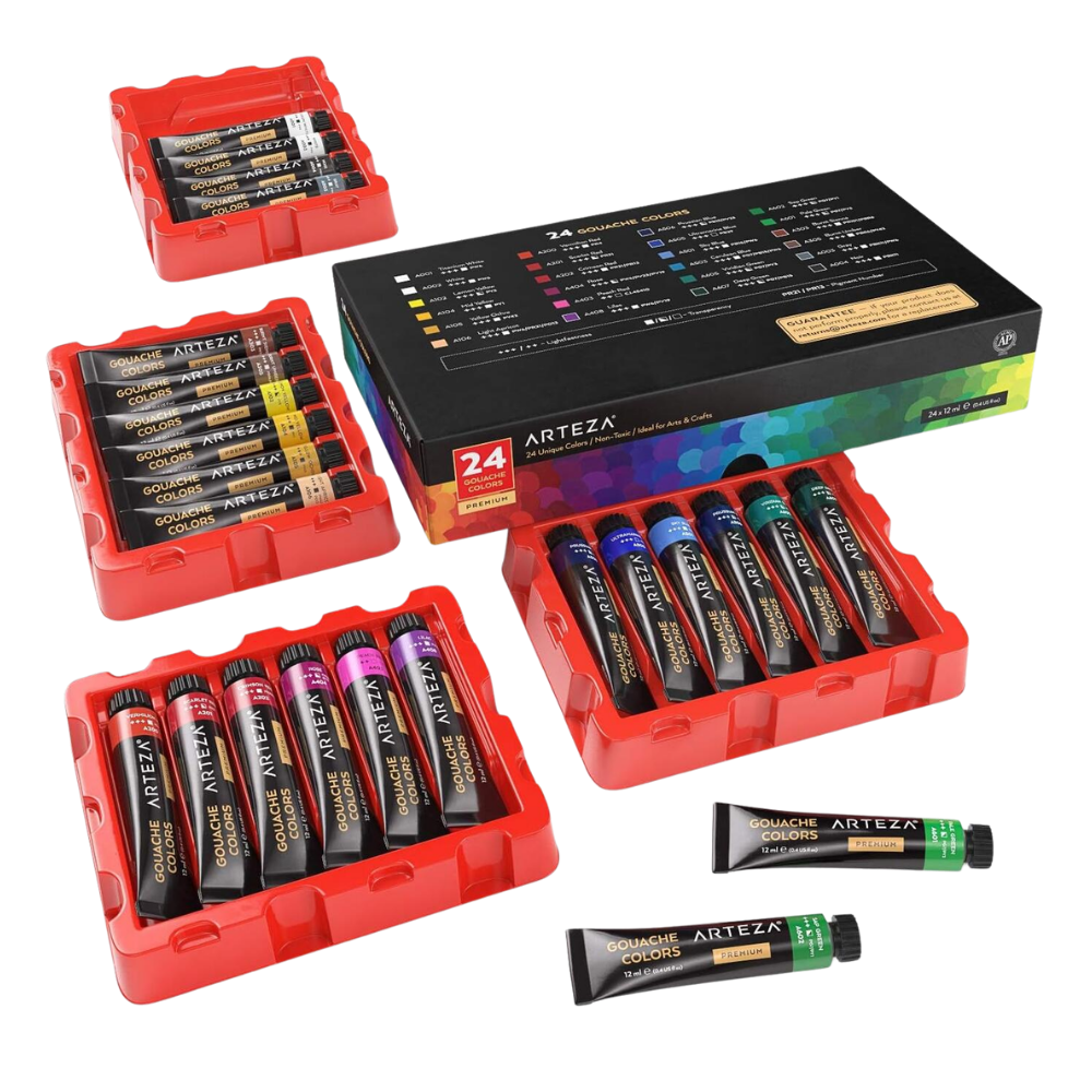 Arteza® Gouache Paint Set, 12ml Tubes, 24 Pc.