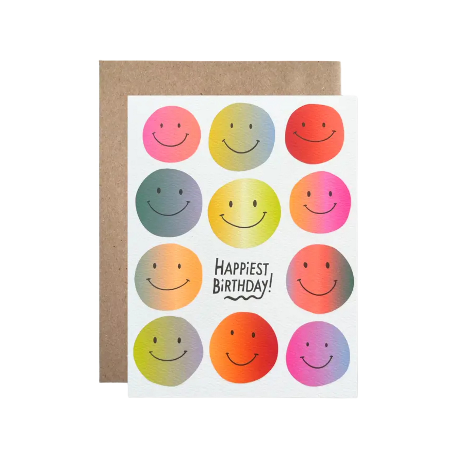Happiest Birthday Neon Gradient Smiles