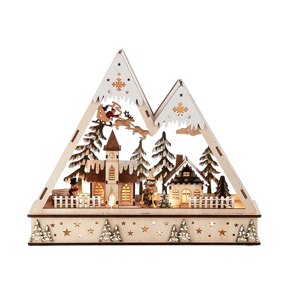 Lite-up Mountain Village & Santa