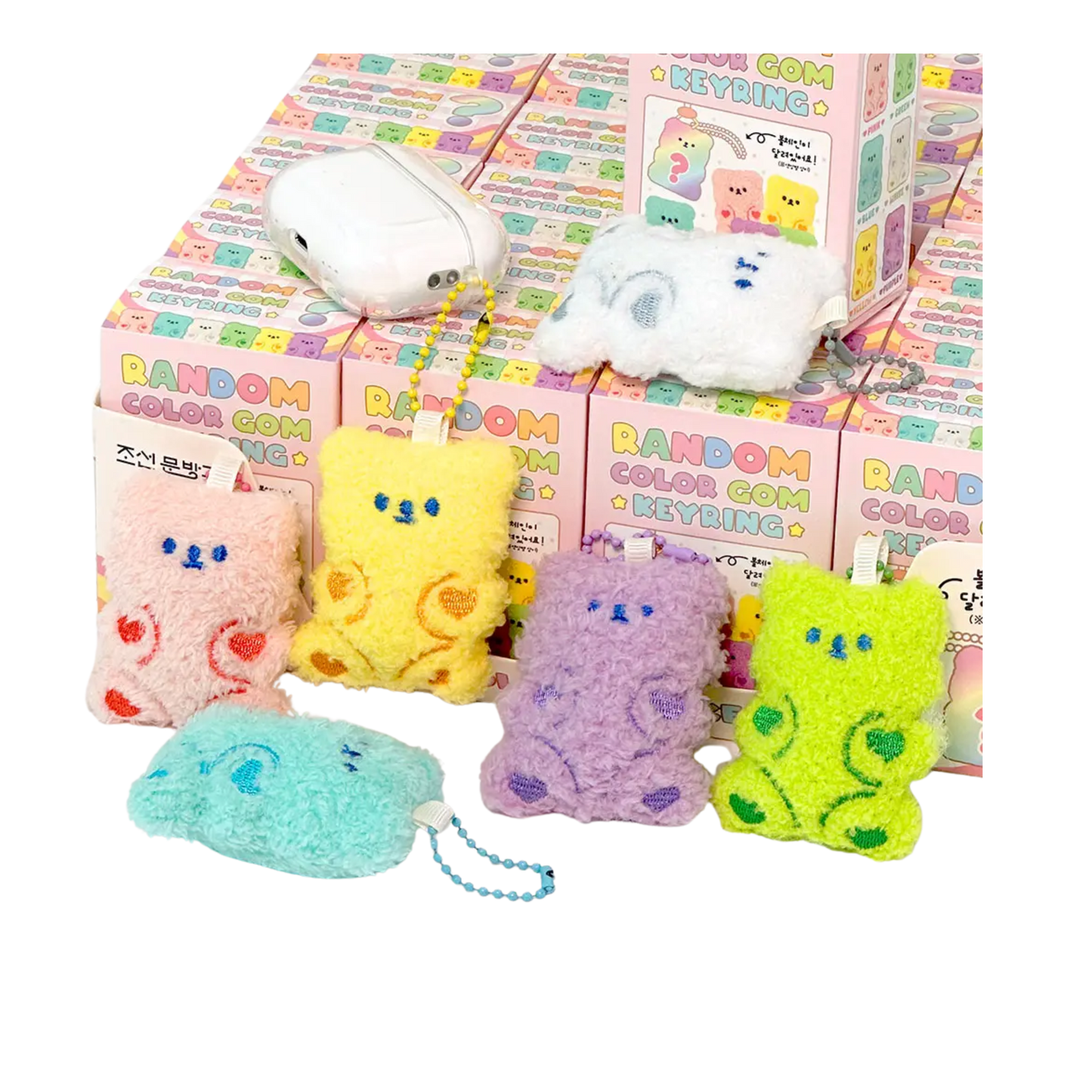 Pastel Color Bear Key Ring, Zipper Charm Random Box