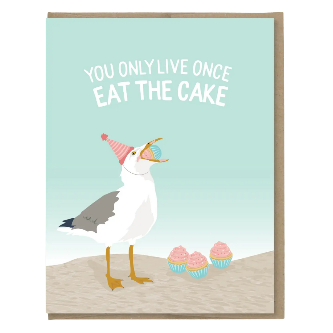 Eat the Cake Seagull Birthday Card