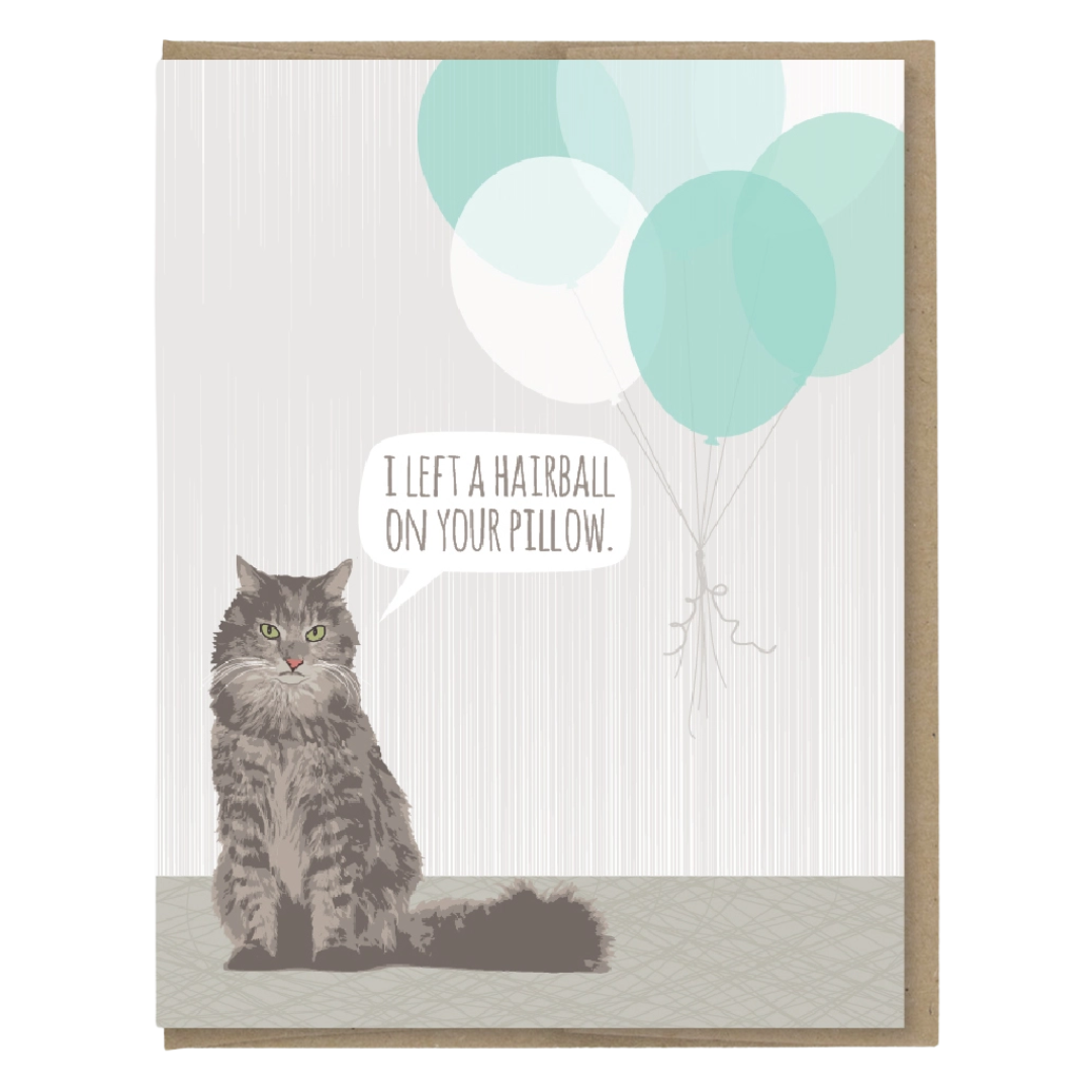 Cat Hairball Birthday Card