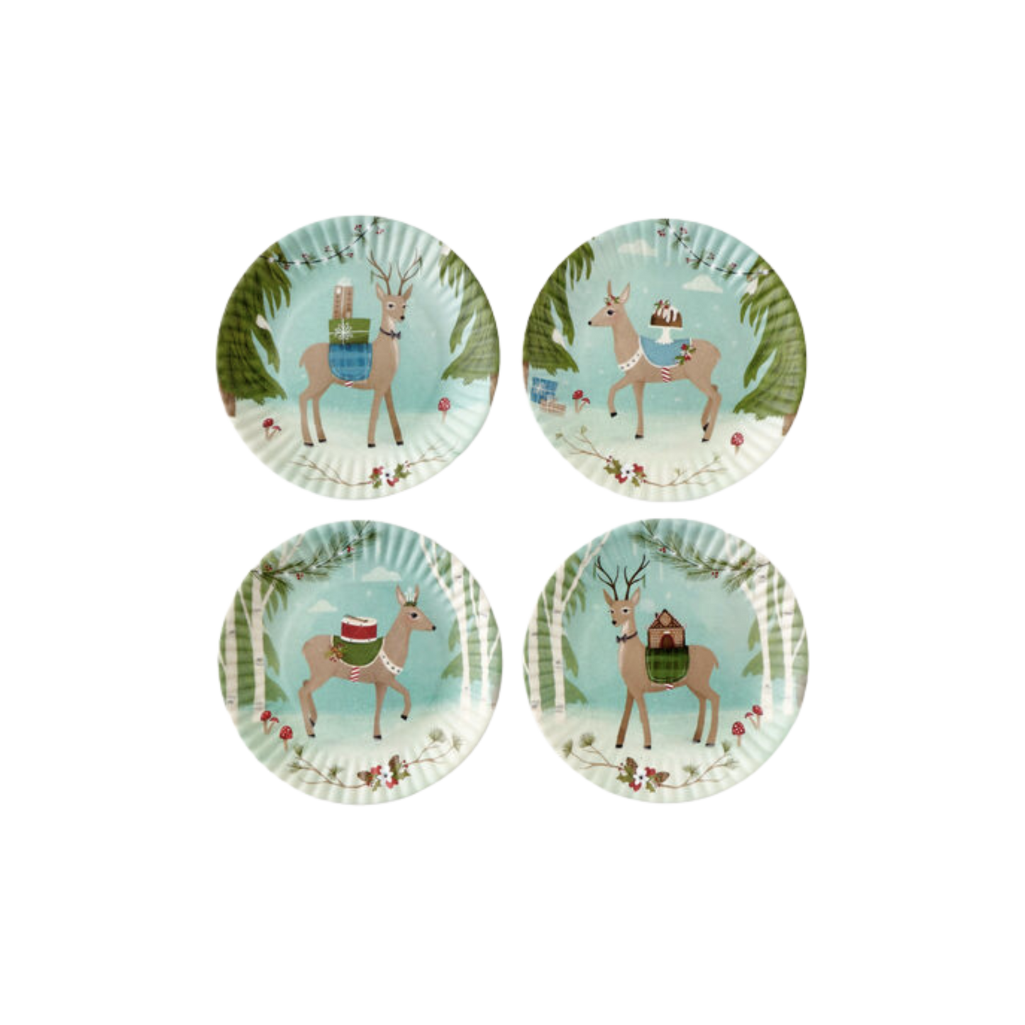 Deer "Paper" Melamine Plate Set of 4