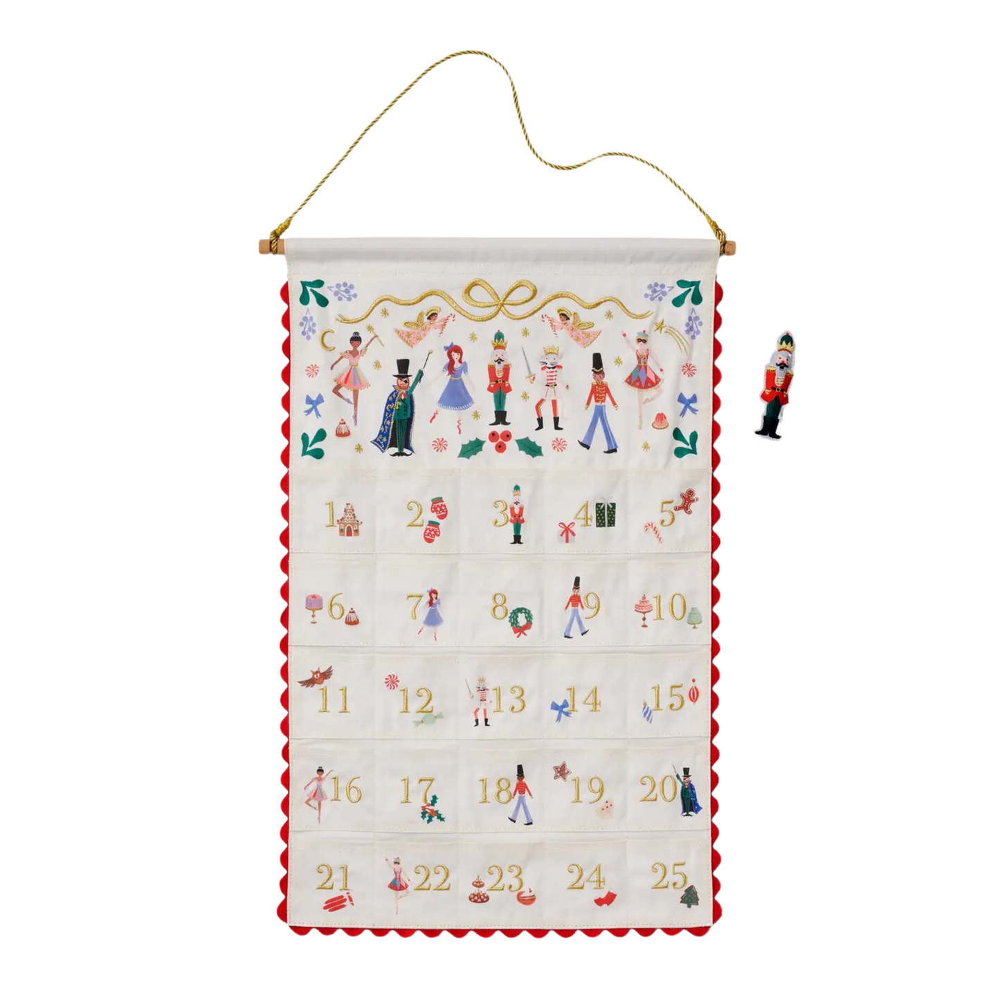 Nutcracker Embroidered Hanging Advent Calendar
