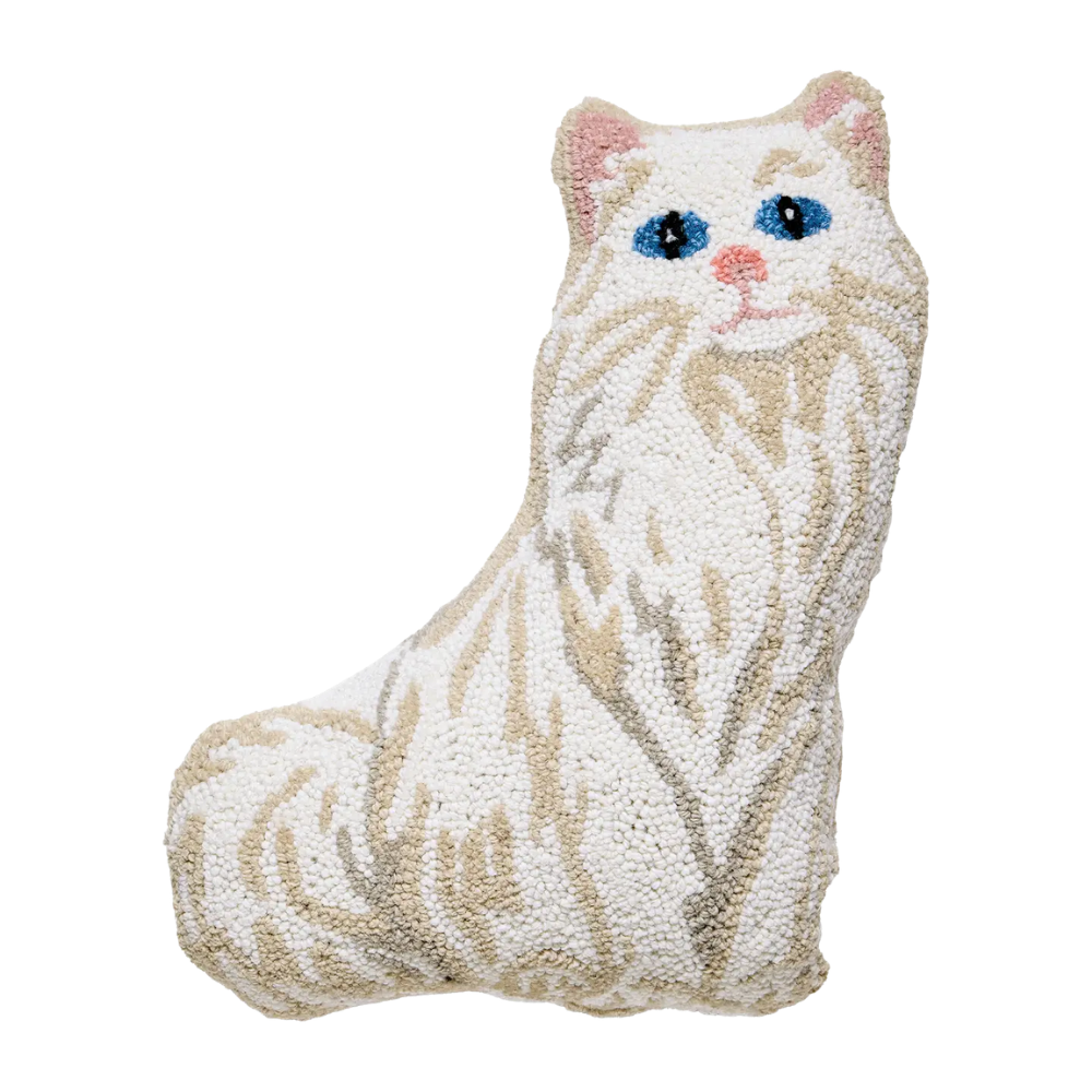 White Cat Hook Pillow