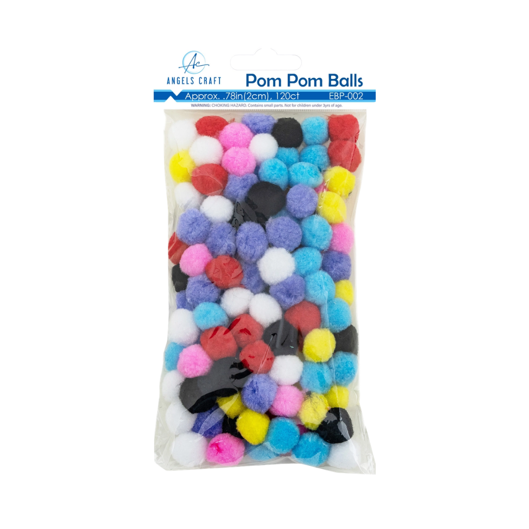 Pom-Poms – Assorted Colors (Approx. 120 Count)