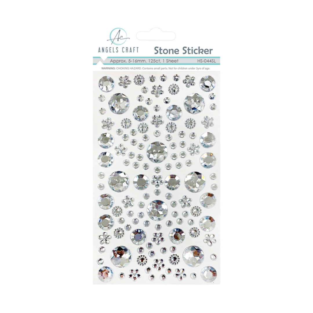 Round & Flower Rhinestone Stickers – Silver