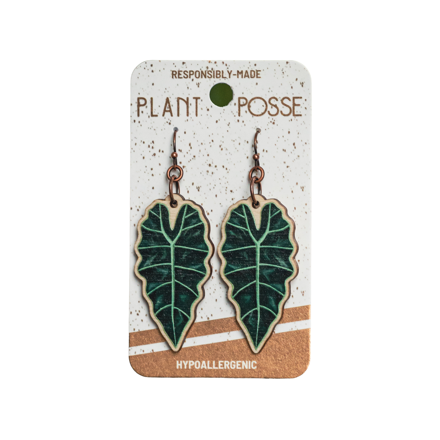 African Mask Plant Dangle Earrings