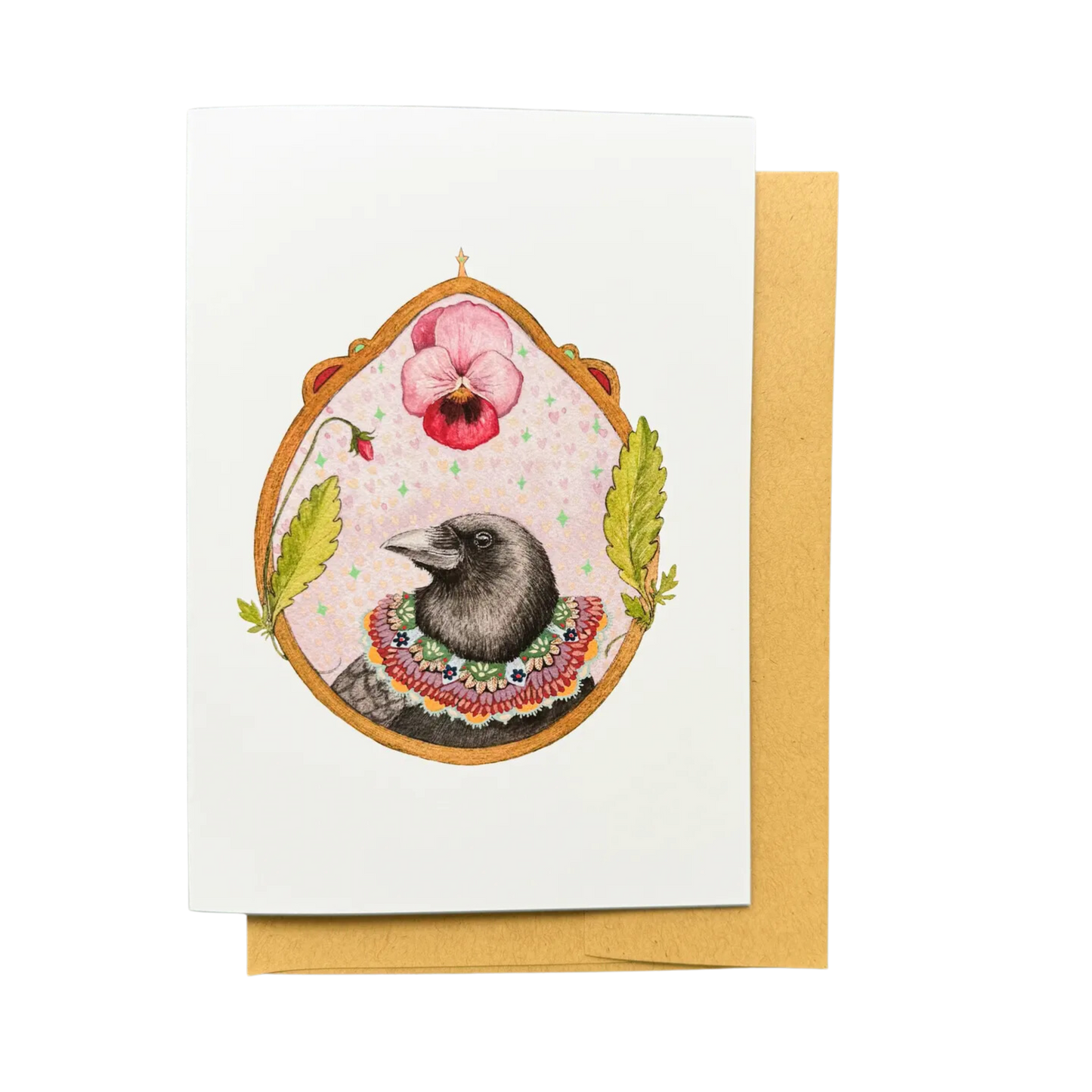 Crow of Pansies Card
