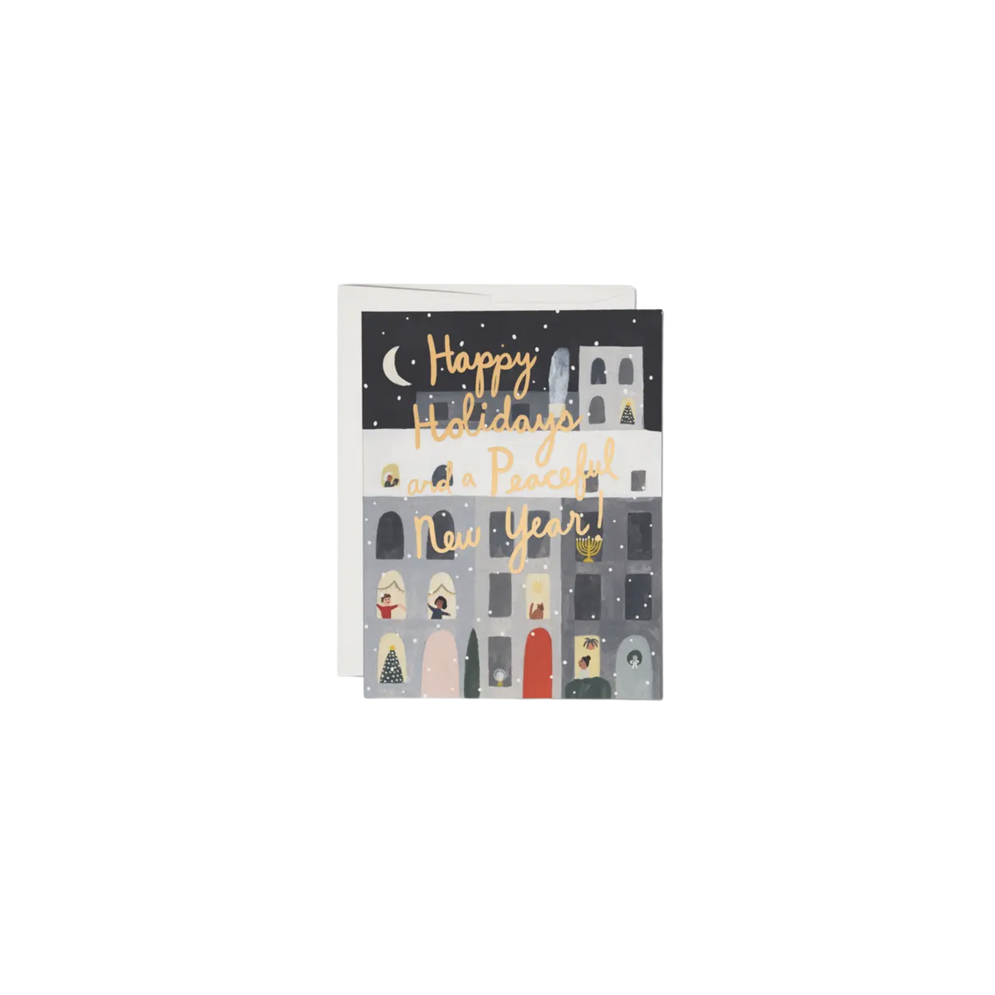 City Snow Holiday Greeting Card