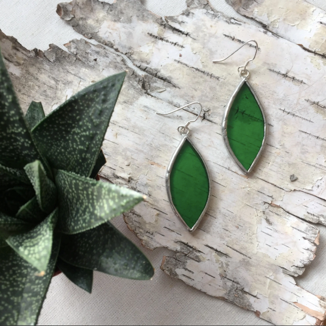 Leaf Stained Glass Earrings