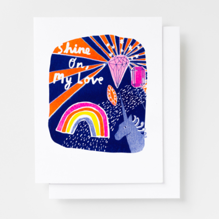Shine On, My Love - Risograph Greeting Card