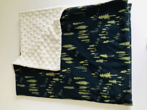 Organic Cotton Jersey + Minky Baby Blanket - Pine Forest
