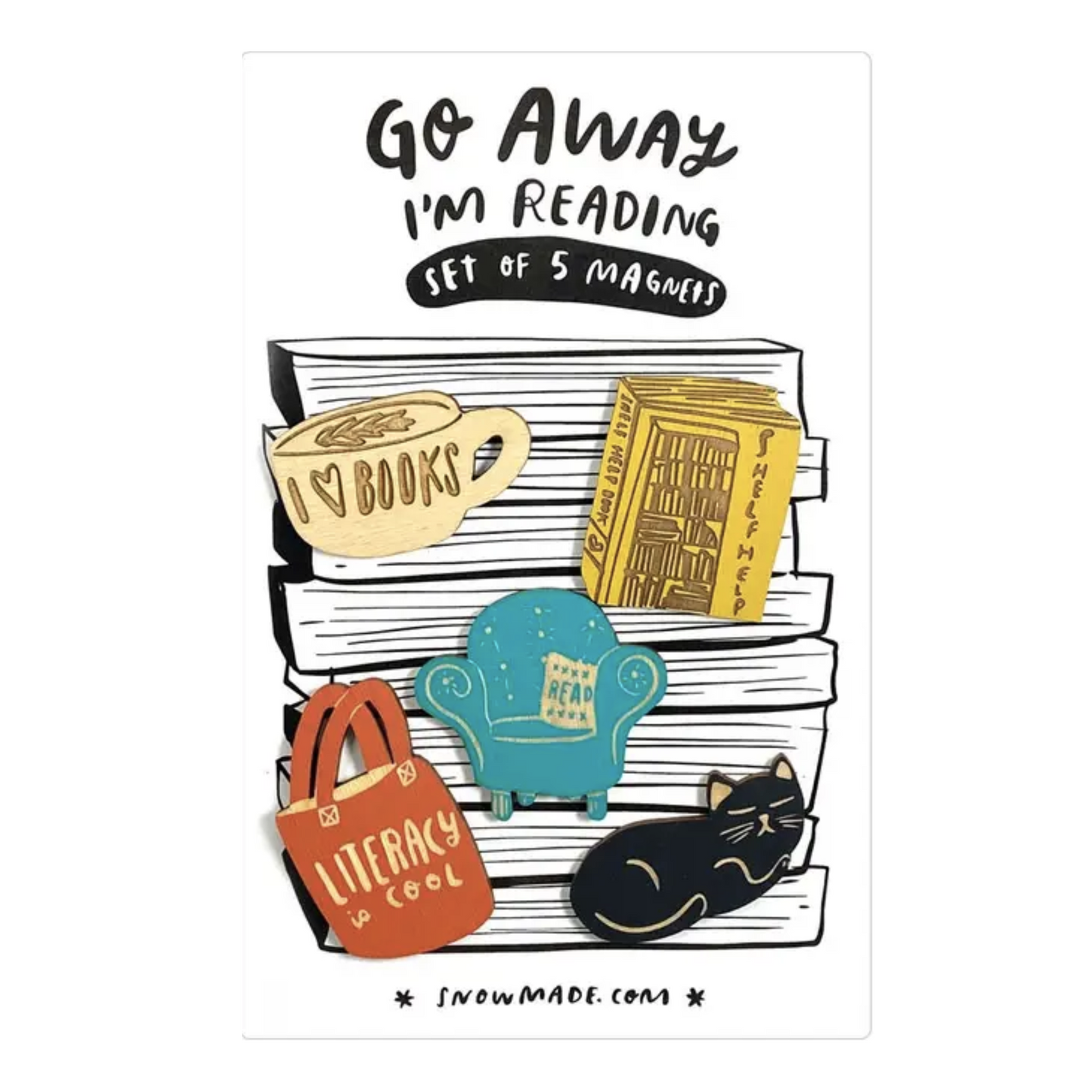 Go Away I'm Reading Magnets - Set of 5