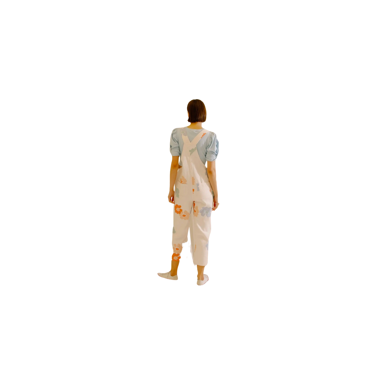 White Multi Floral Overall Pants