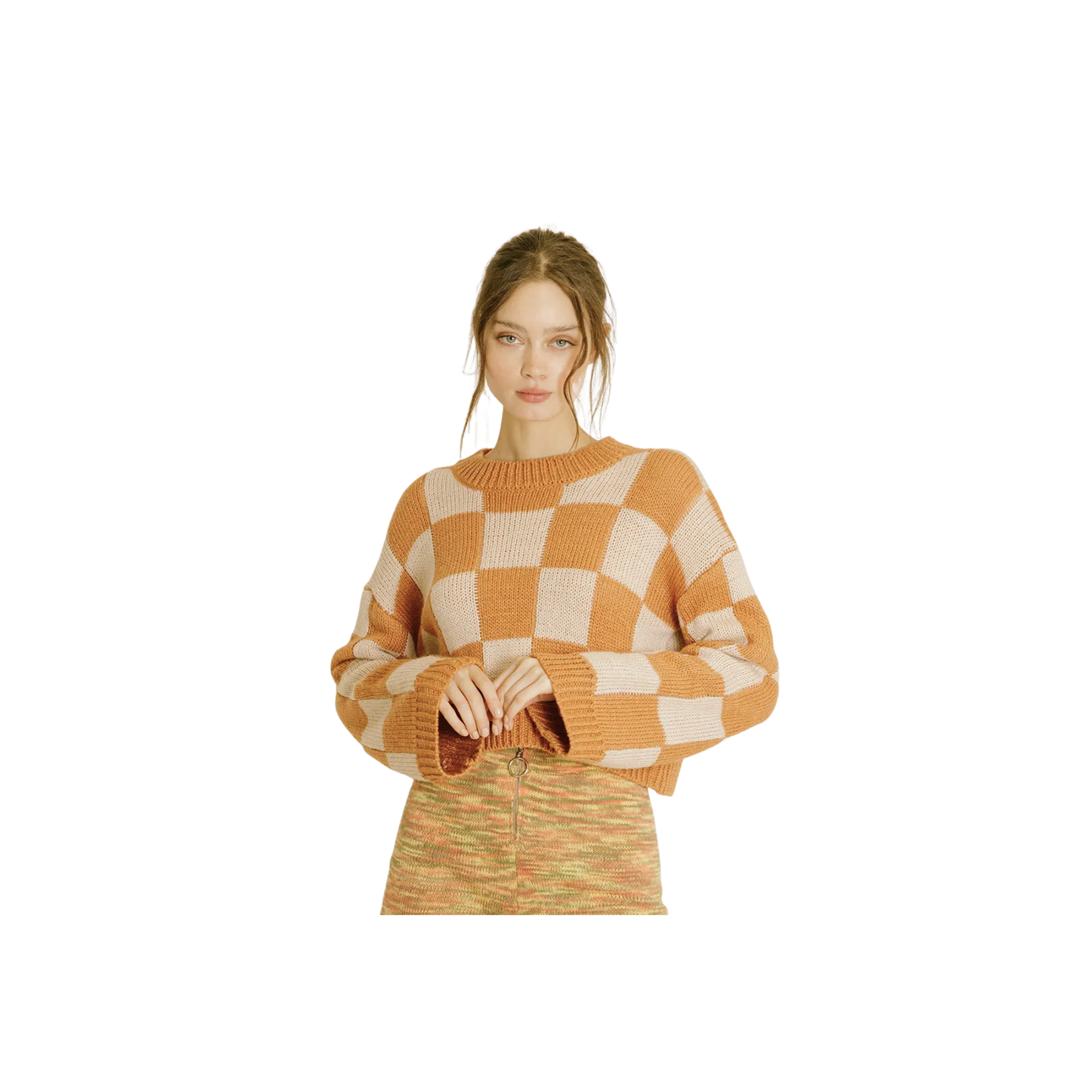 Checkered Oversized Knit Sweater
