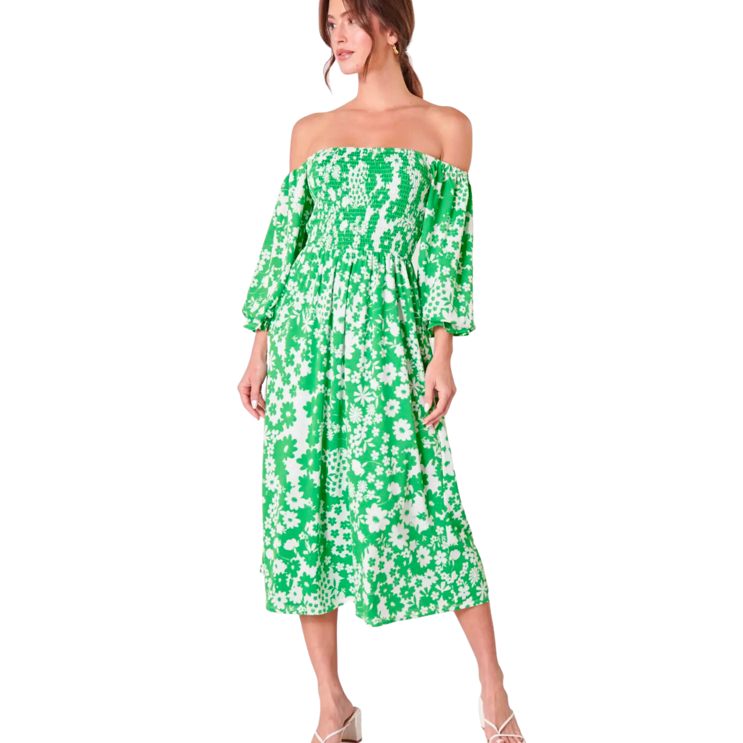 Kennedy Floral Denni Smocked Midi Dress