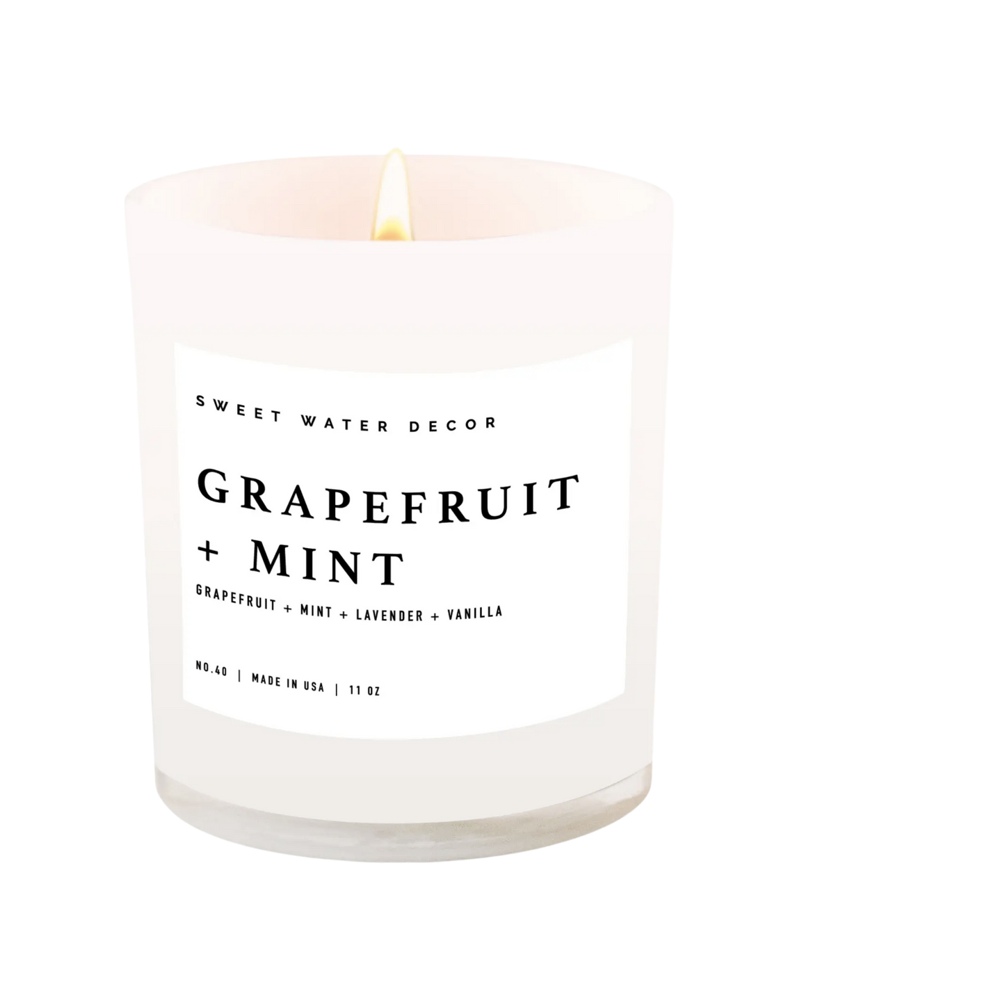 Grapefruit + Mint Soy Candle | White Jar Candle + Wood Lid