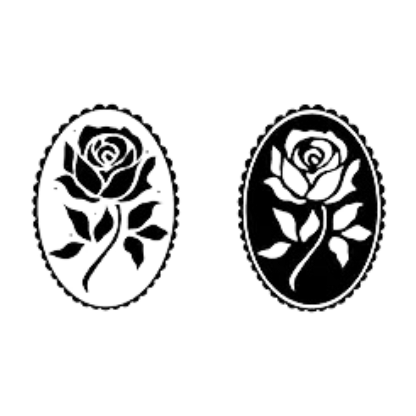 Floral Cameos Tattoo Pair