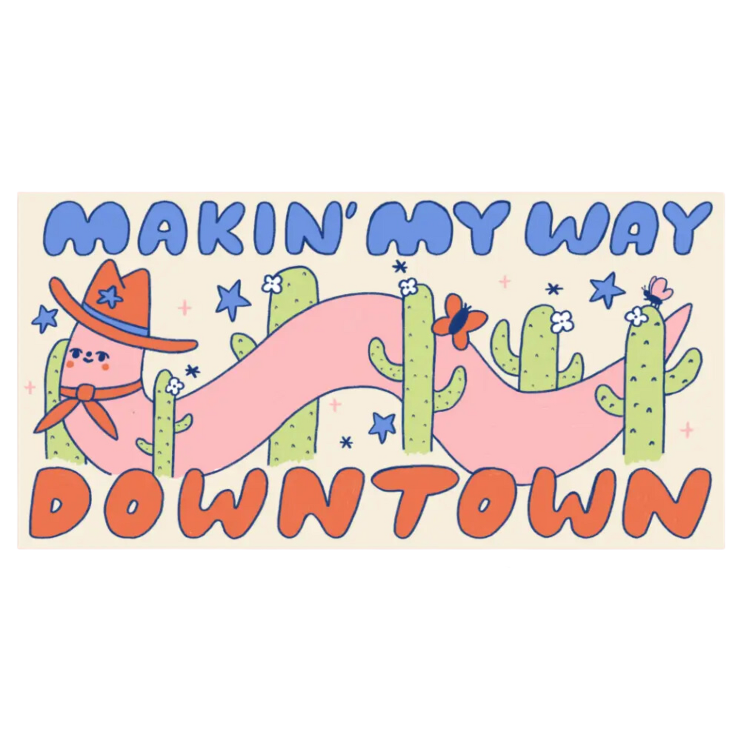 Making My Way Downtown Worm Bumper Magnet