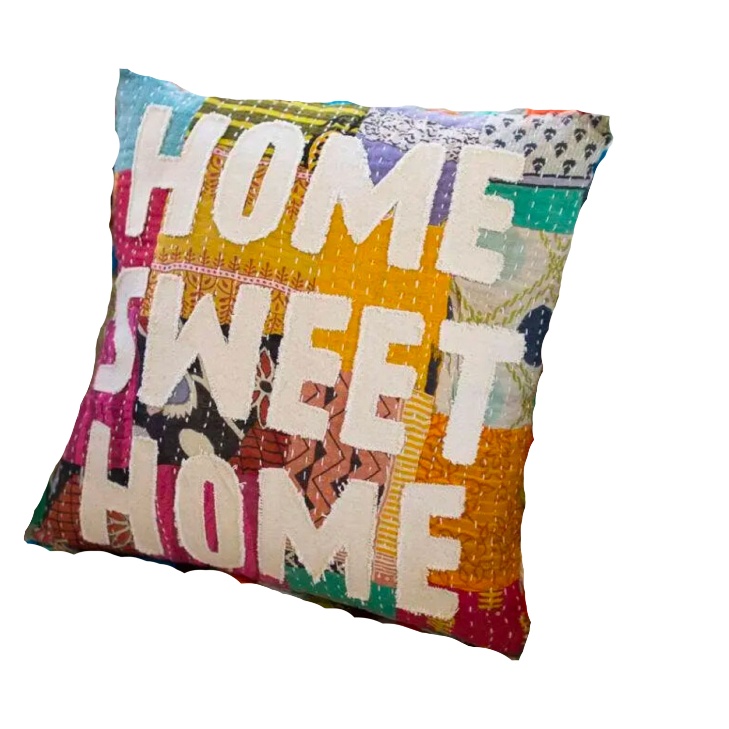 Home Sweet Home Kantha Pillow