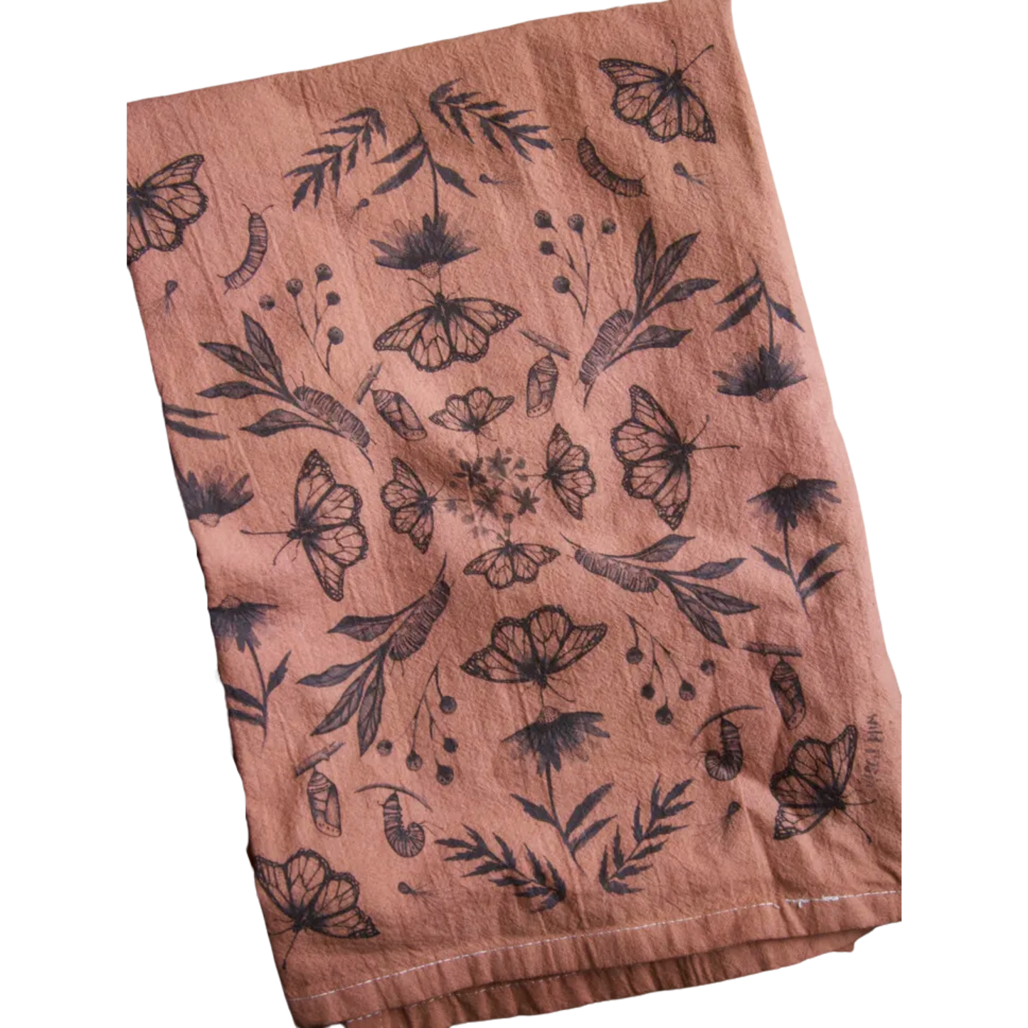 Monarch Life Cycle Hand Dyed Tea Towel