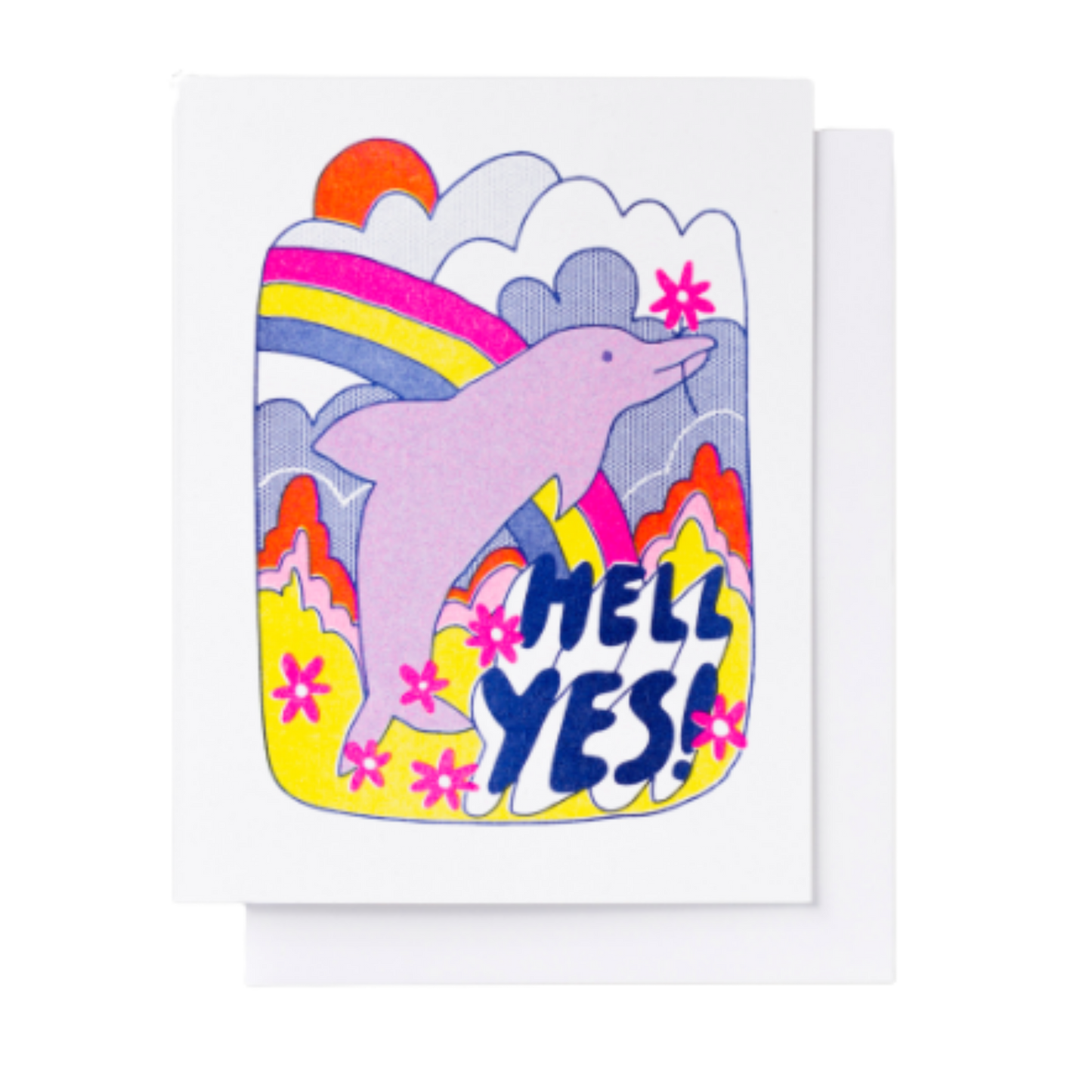 Hell Yes! Dolphin - Risograph Greeting Card