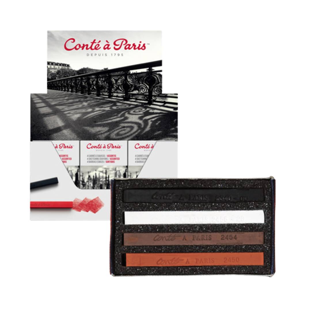 Conté Sketching Crayons – Matchbox Set (4-Pack)