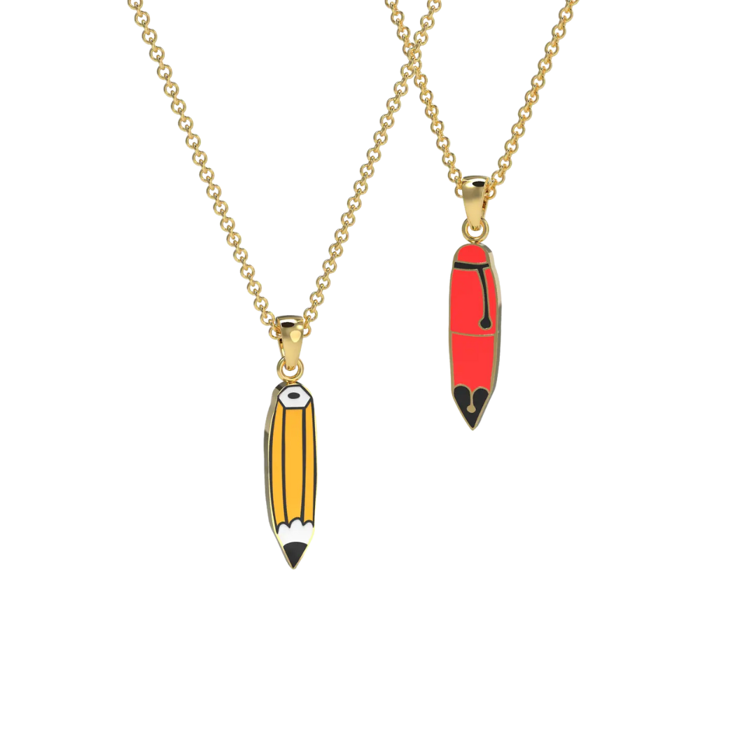 Pen & Pencil Double-Sided Pendant