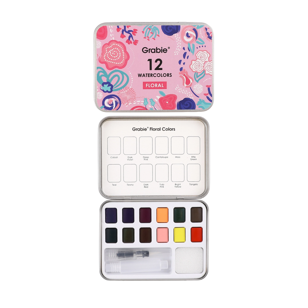 Watercolor Pocket Set of 12 with Brush - Floral Colors
