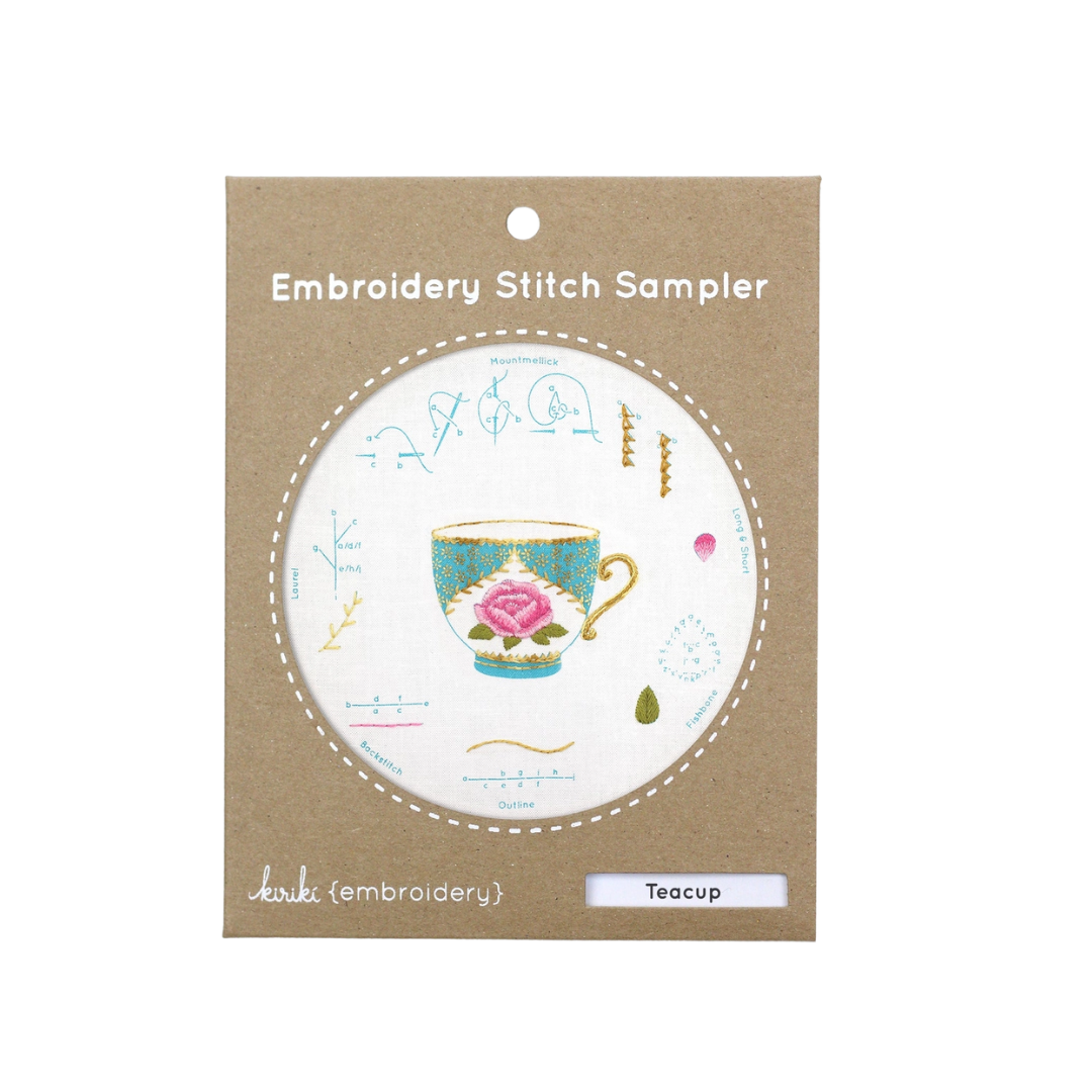 Teacup Embroidery Stitch Sampler