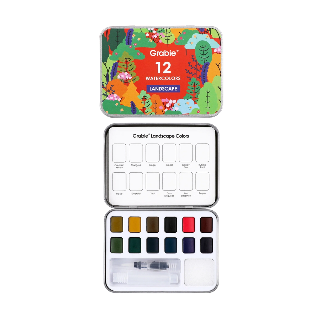 Watercolor Pocket Set of 12 with Brush - Landscape Colors