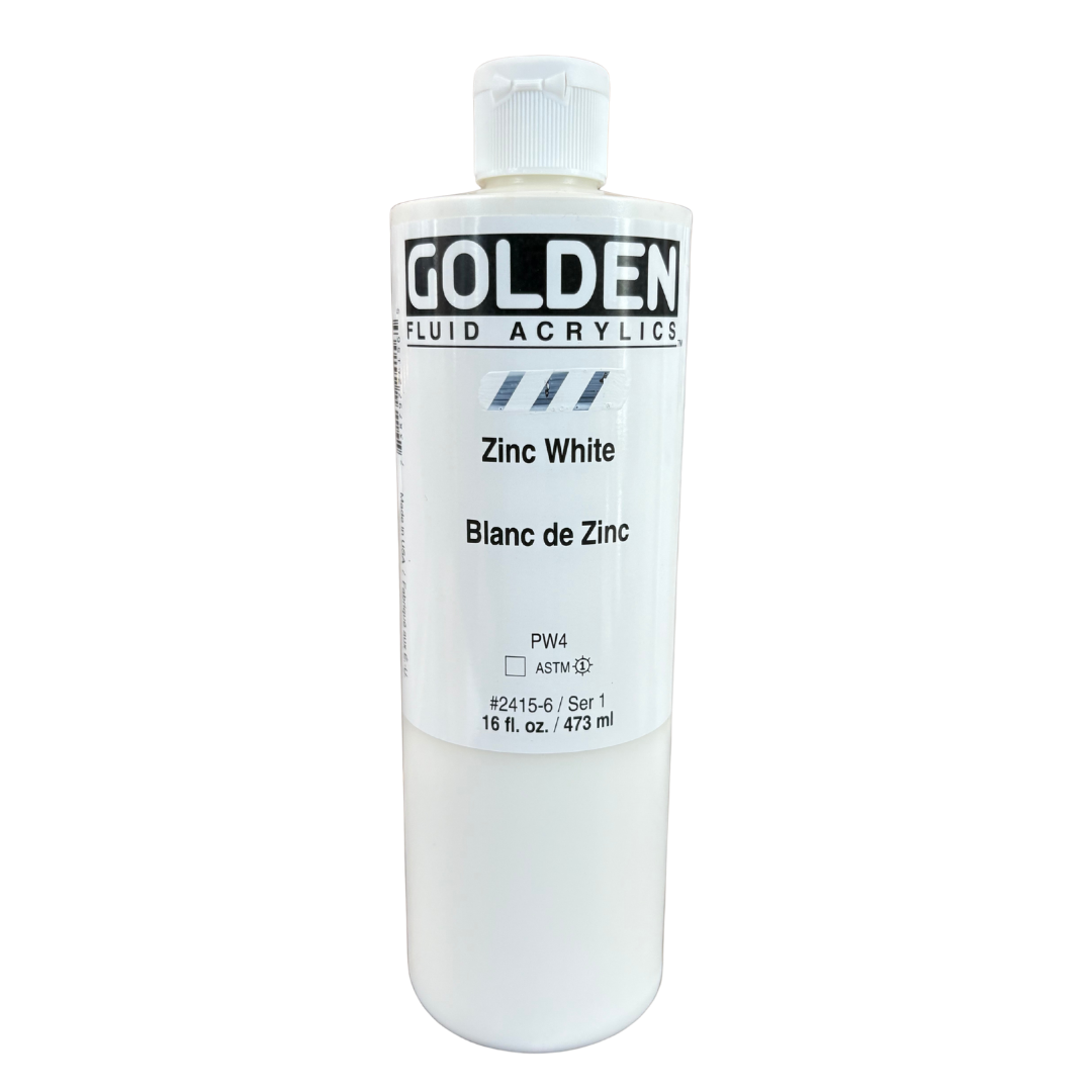Golden Fluid Acrylic Paint 16oz - Zinc White