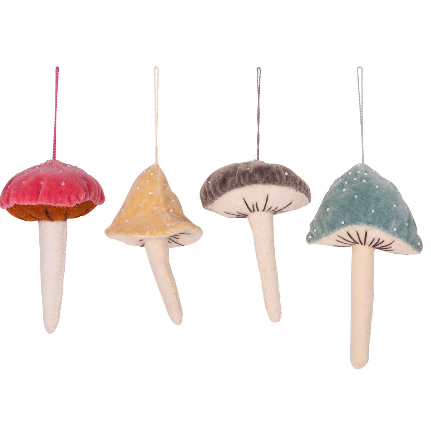 Velvet Beaded Mushroom Ornament