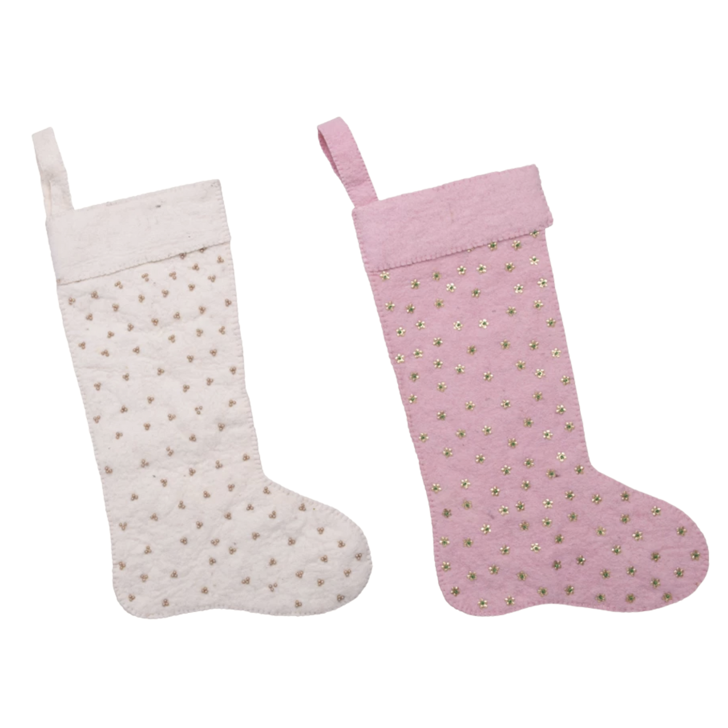 Wool Felt Stocking with Beading