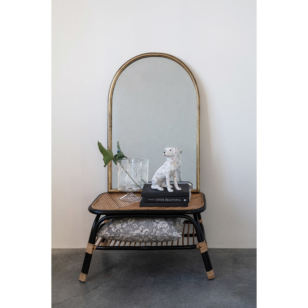 Arched Metal Framed Wall Mirror - Gold Finish