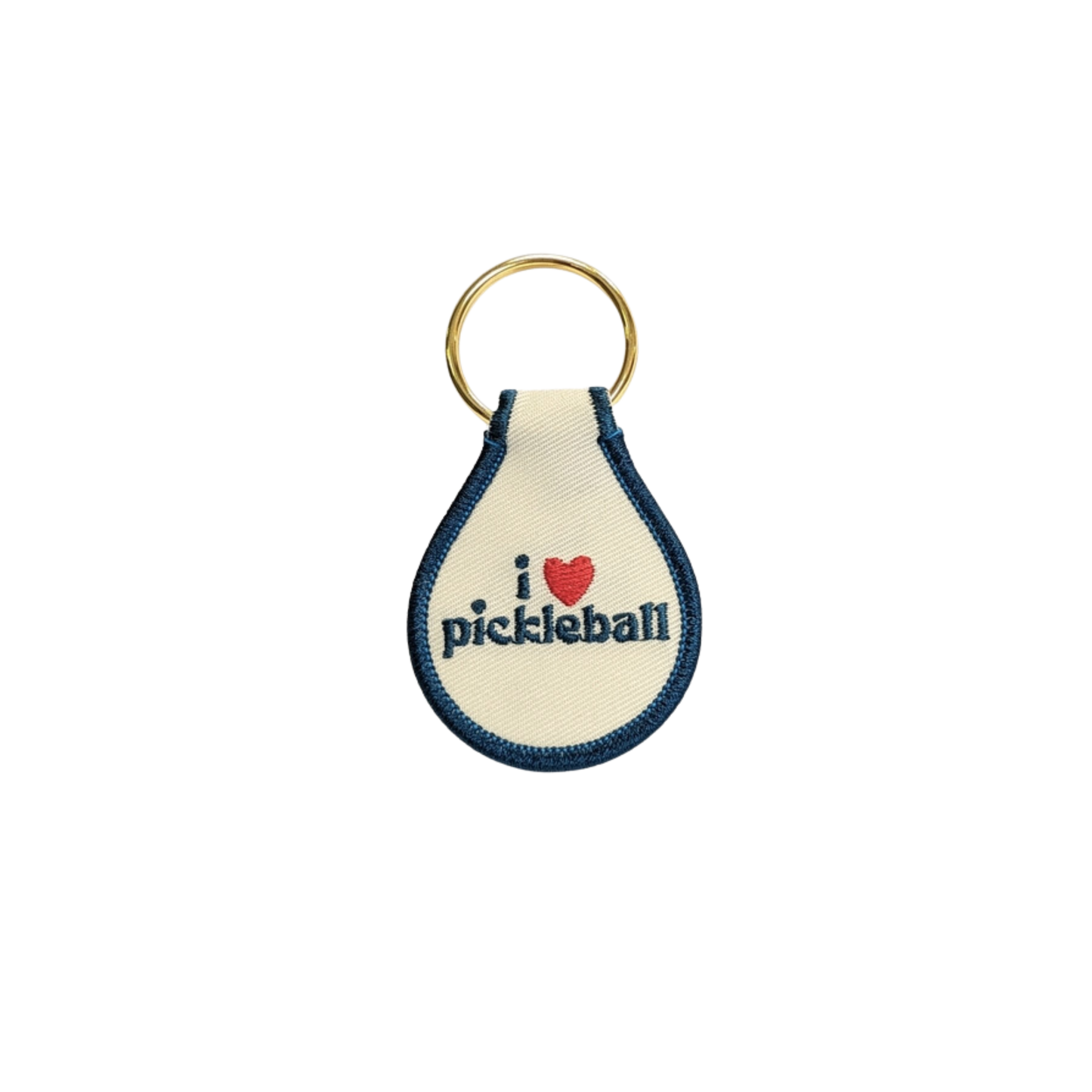 I Heart Pickleball Embroidered Key Tag